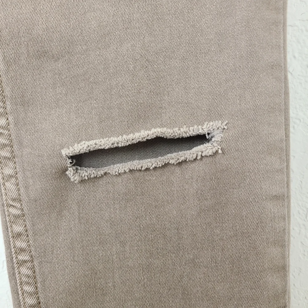 Free People Beige Destroyed Knee Skinny Jeans